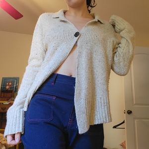 Tan collared sweater cardigan